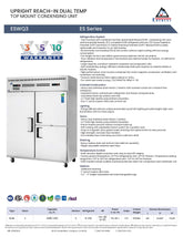 Everest ESWQ3,  59" 2 Wide Section (3/4 Ref & 1/4 Fzr) Dual Temp